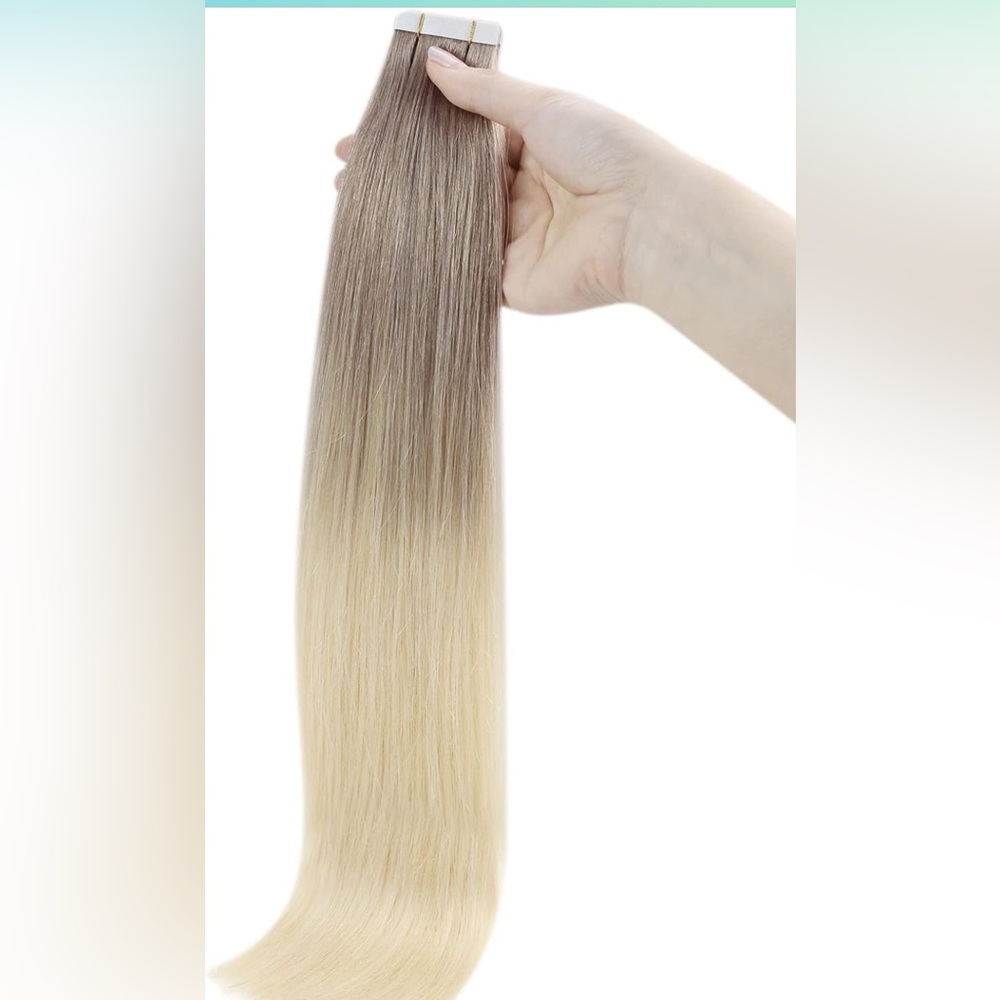 Fshine 16” + 18” Tape in Hair Extensions Human Hair Blonde Highlight - Seamless